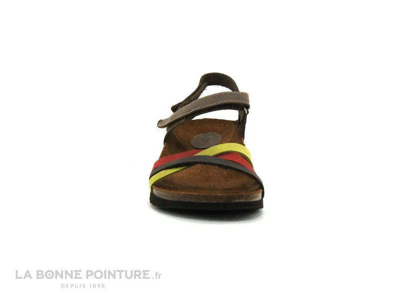 Achat chaussures Inter-bios Femme Sandale et Nu-pieds, vente Inter Bios 7133 - Pistache Moka Rouge - Nu-pieds velcro Femme
