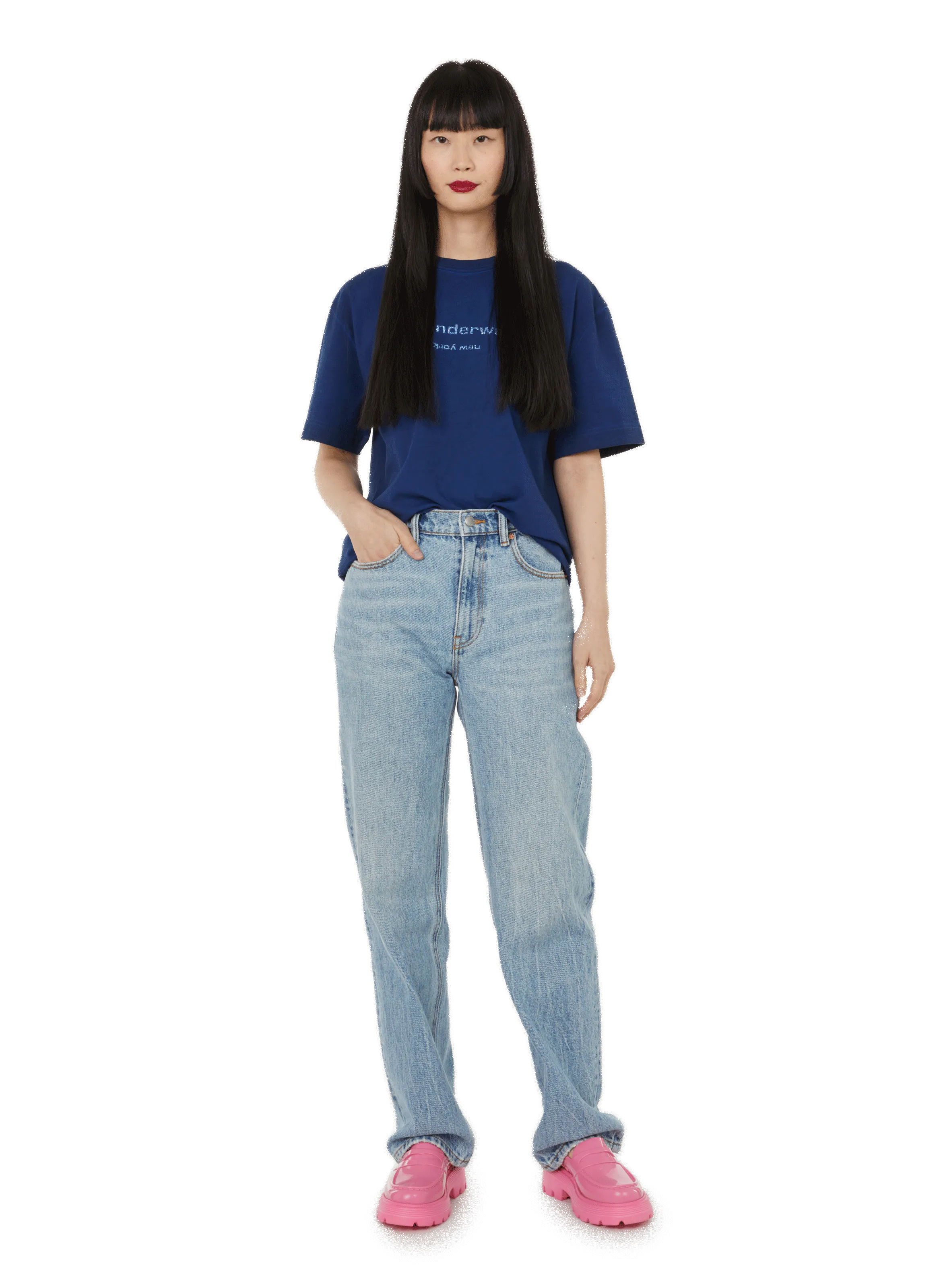 ALEXANDER WANG  T-shirt en coton  - Bleu