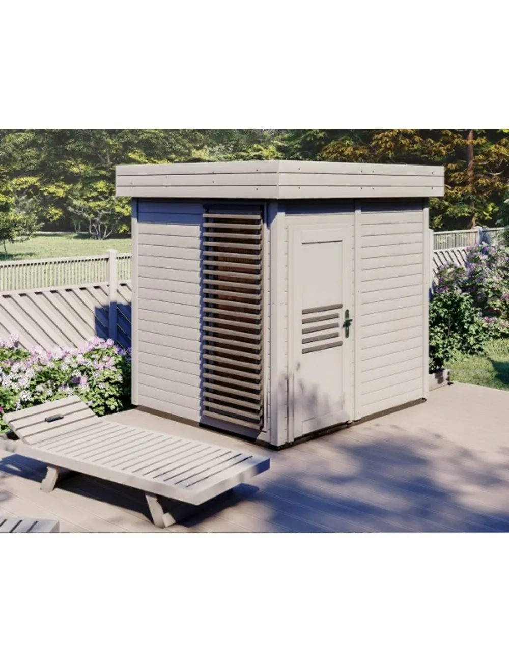 Cabine de sauna vitrée extérieur prymula 4 places 253,8x203,8 x h.259 cm