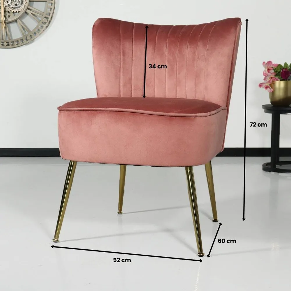 Canapé-fauteuil 1 place Rilaan en velours vieux rose