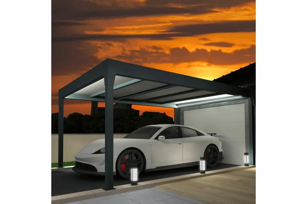 Carport isotoit® modern îlot gris anthracite 5,02x3,50m + led