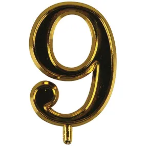 Chiffre or n°9 en plastique pour bougie
