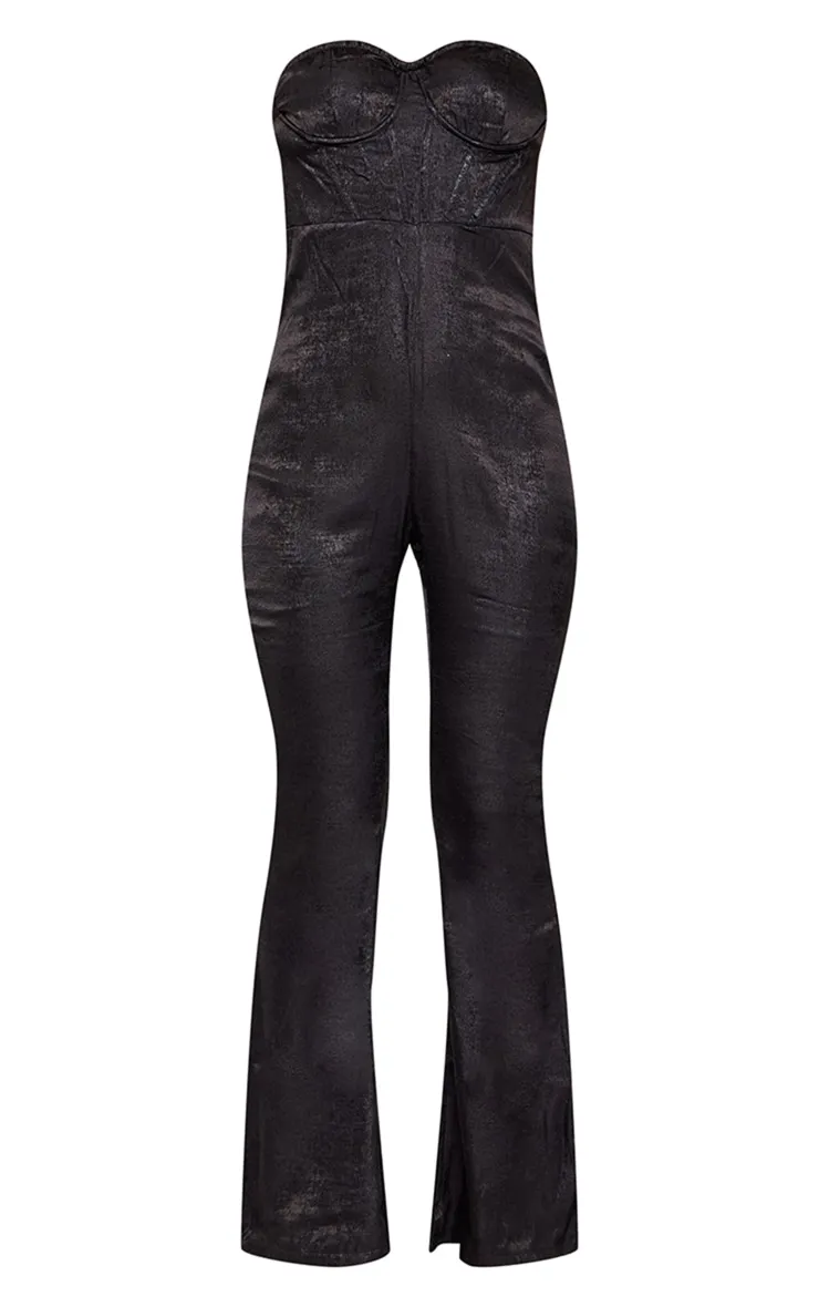 Combinaison bustier noire métallisé à corset