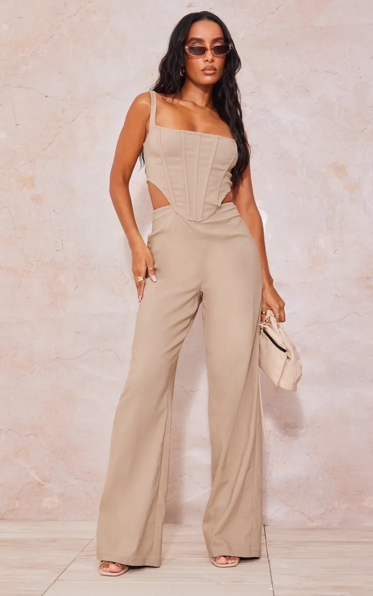 Combinaison gris pierre découpé à corset