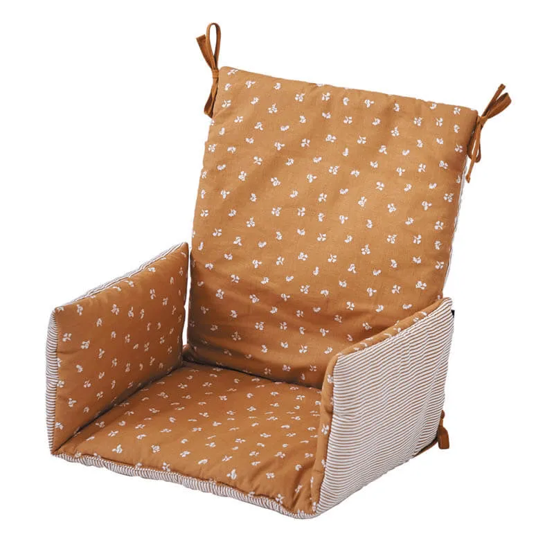 Coussin de chaise réversible en Coton Camel/Rayé