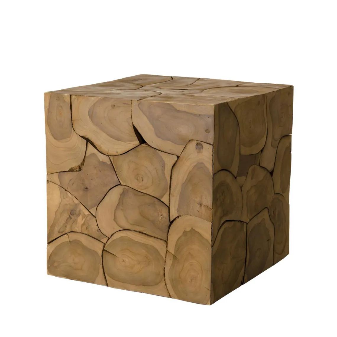 Cube 40x40cm bois Teck nature Suva | Table basse 3 SUISSES