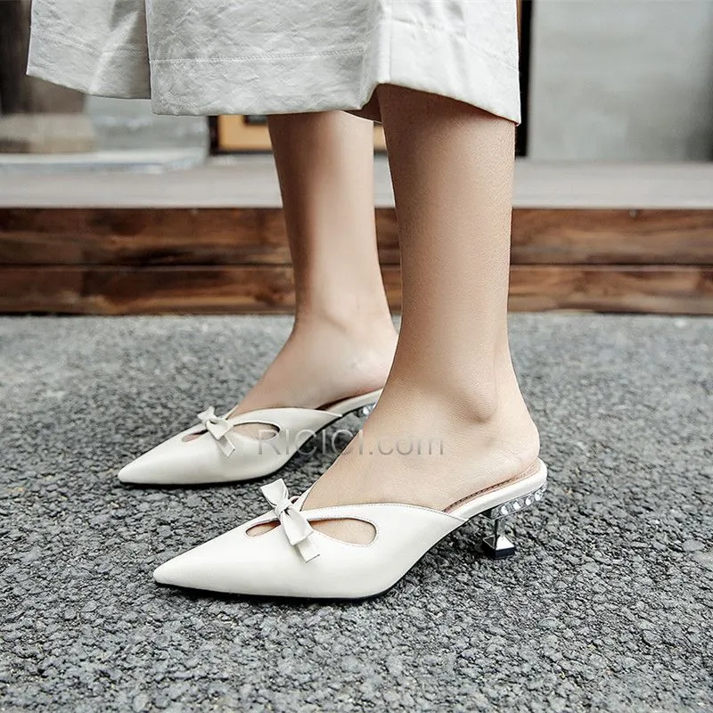 Cuir Talon Aiguille Pointu Petit Talon Sandales Femme