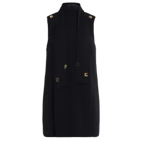 Elisabetta Franchi Robe sans manches noire avec détails dorés