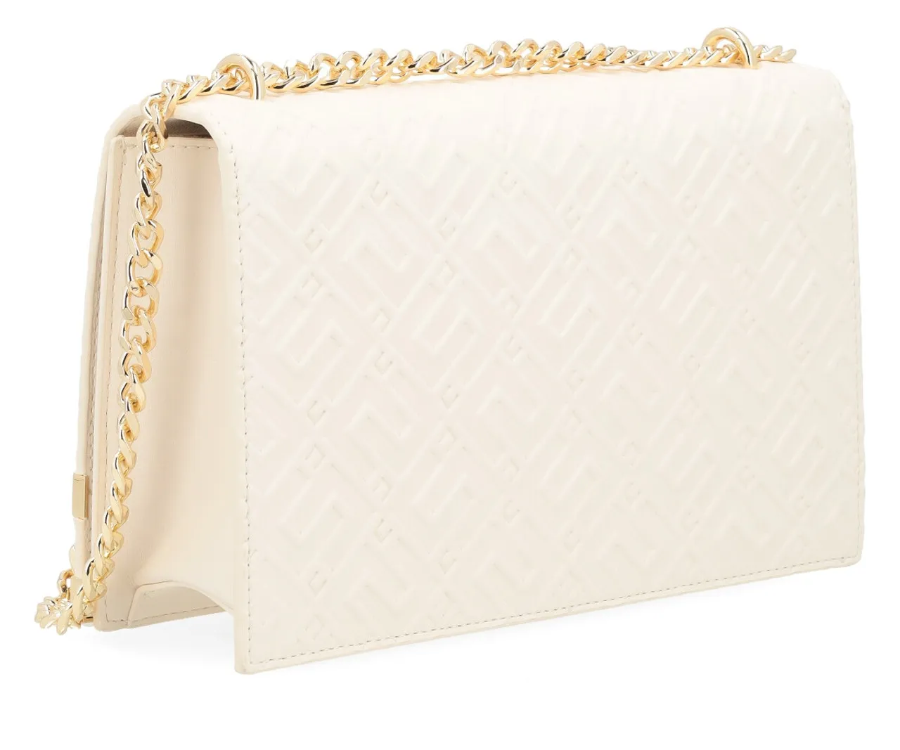Elisabetta Franchi Sac à bandoulière couleur beurre avec logo all-over