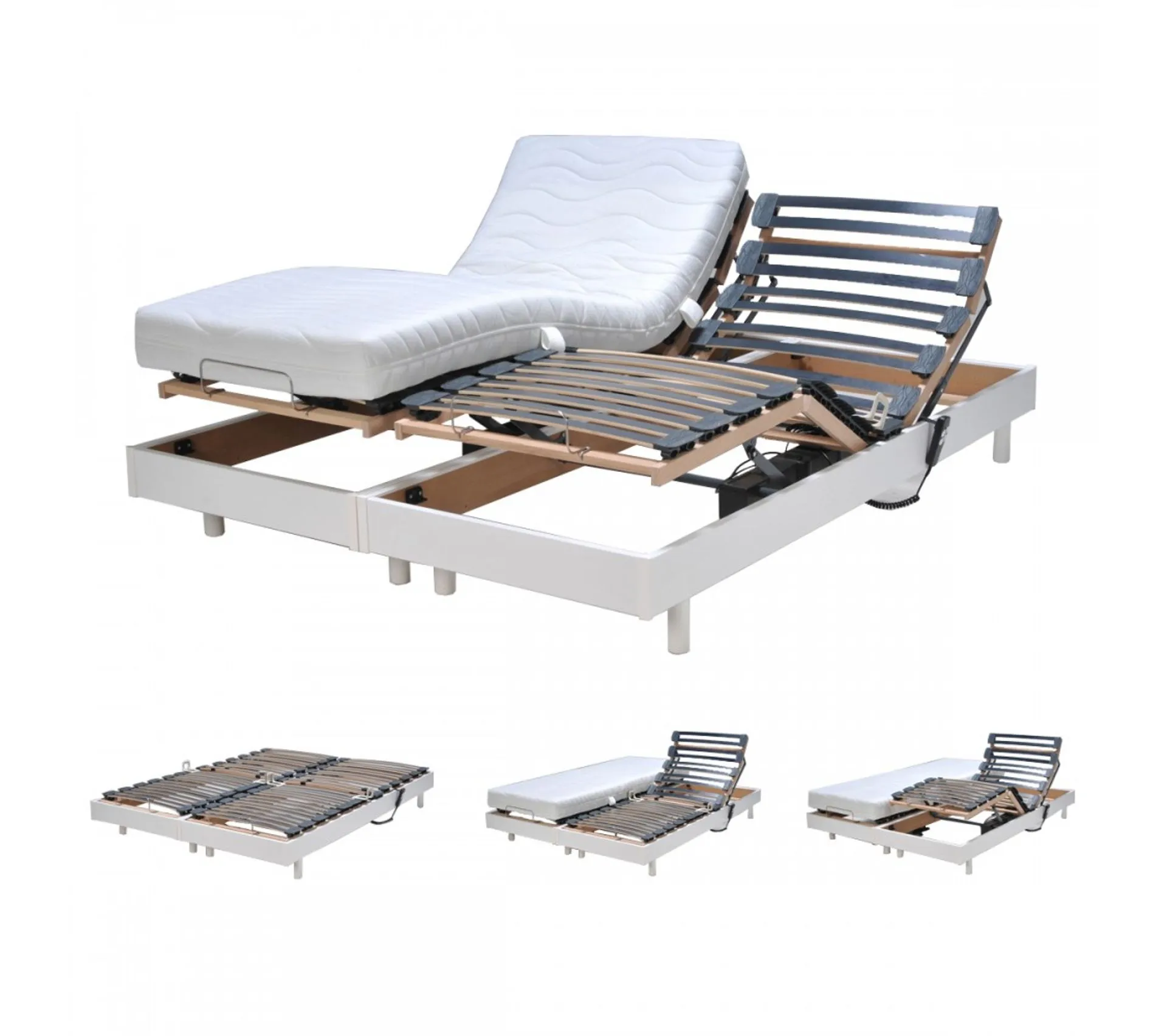 Ensemble 2 Sommiers Relaxation Électrique Flexpur 80x200 / Blanc
