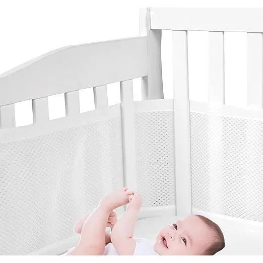 Enveloppe de lit en filet respirant pour lit de bébé, pare-chocs, blanc, paquet de 2