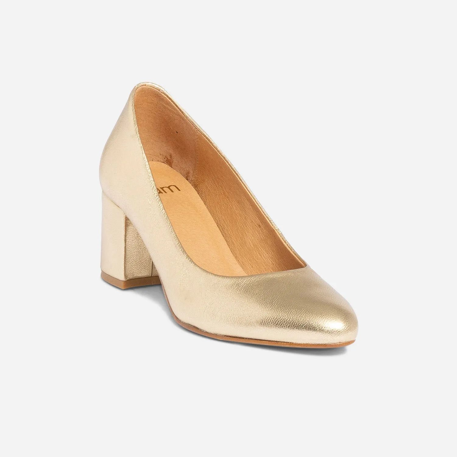 Escarpin doré en cuir - Escarpins Femme | ERAM