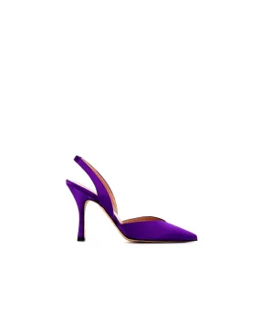 Escarpin Mina satin bleu céleste, signé OSMOSE shoes Paris.