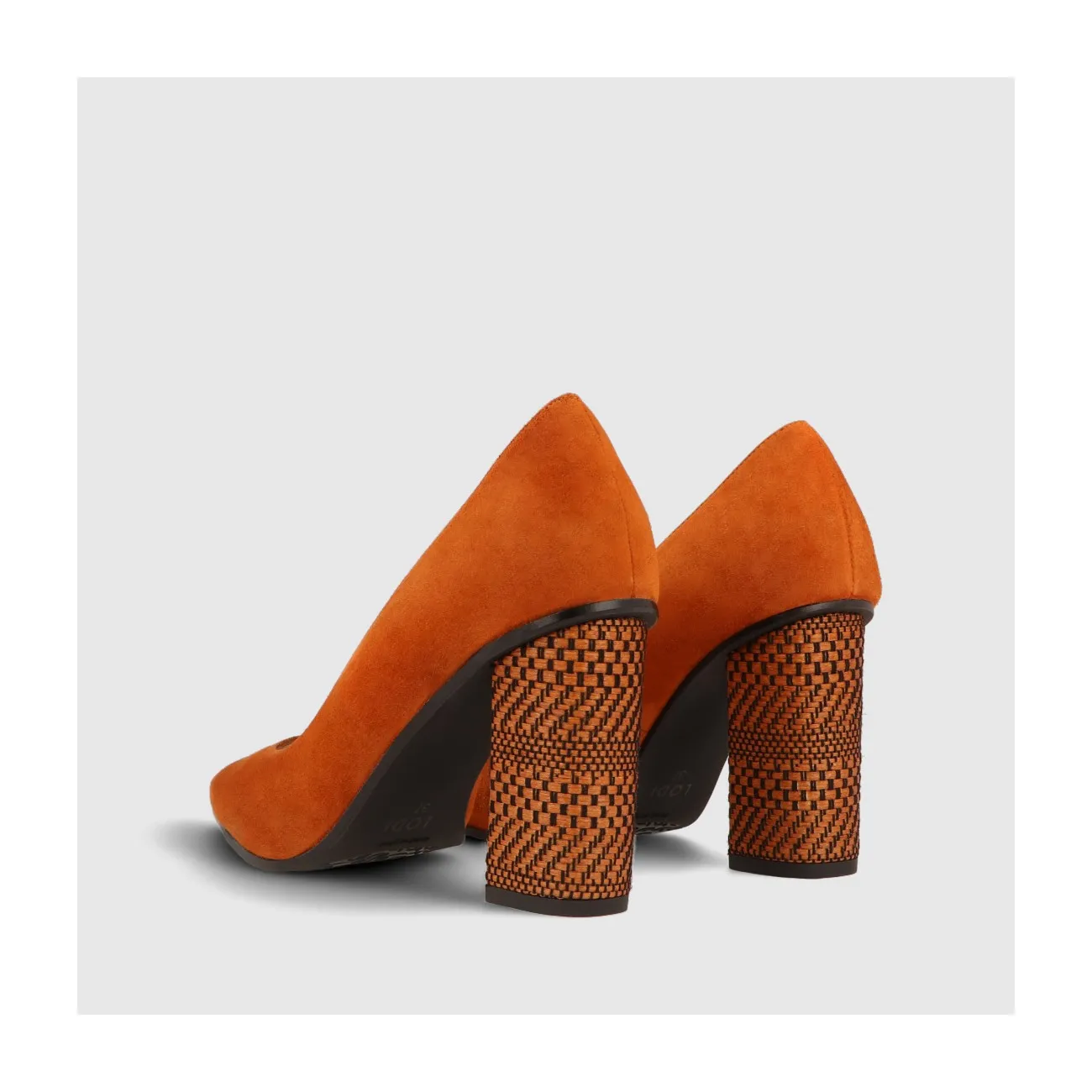 Escarpin Shena combiné en daim avec détail de talon géométrique en tissu tressé | LODI Chaussures pour femme en ligne