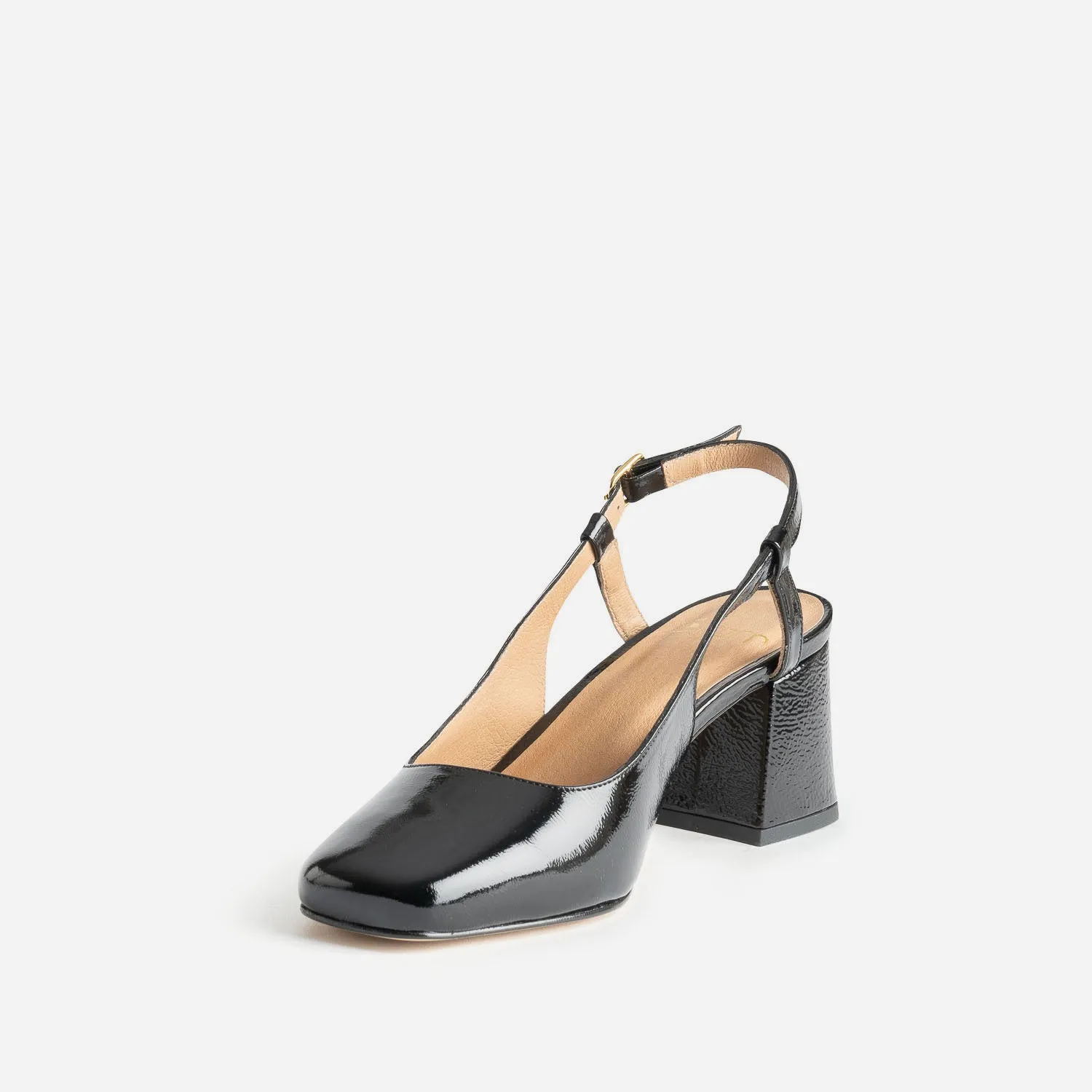 Escarpin slingback noir verni - Escarpins Femme | ERAM