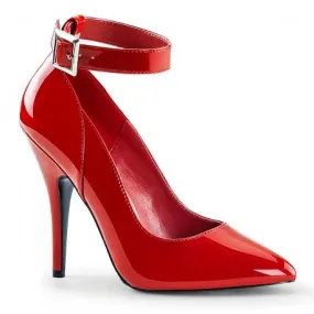 Escarpin talon haut rouge vernis à bride| petite et grande taille