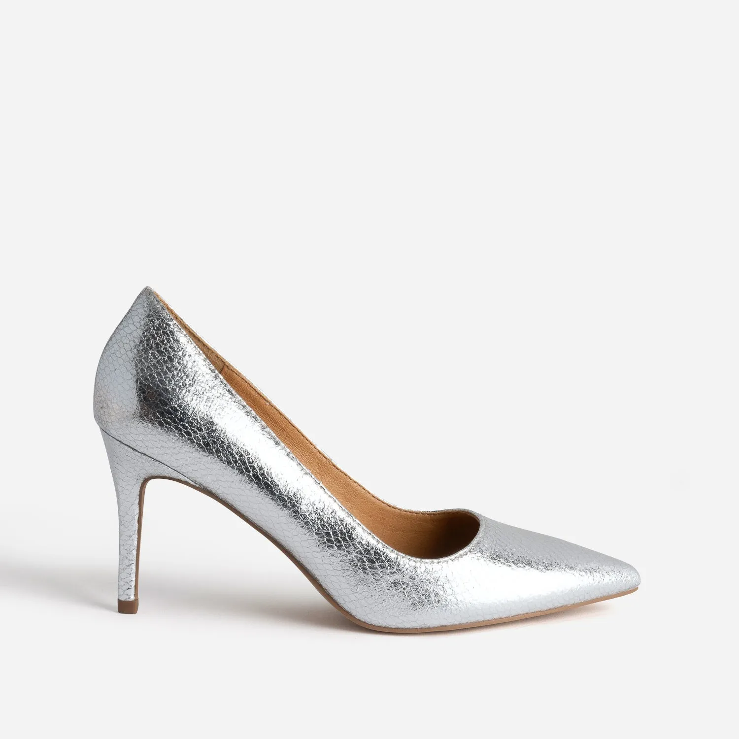 Escarpin TEXTO argenté motif effet python - Escarpins Femme | ERAM