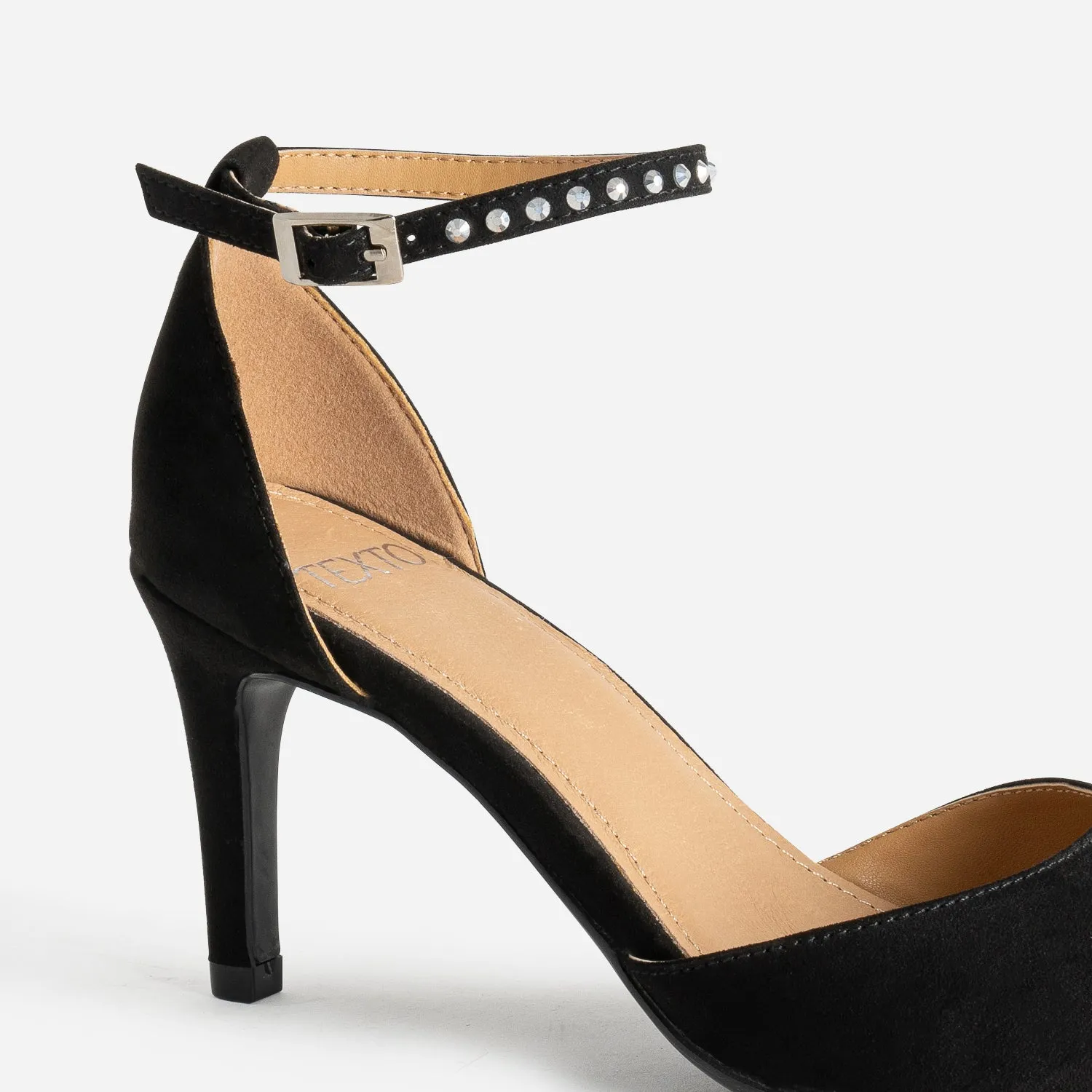 Escarpin TEXTO noir suédé à bride strassée - Escarpins Femme | ERAM