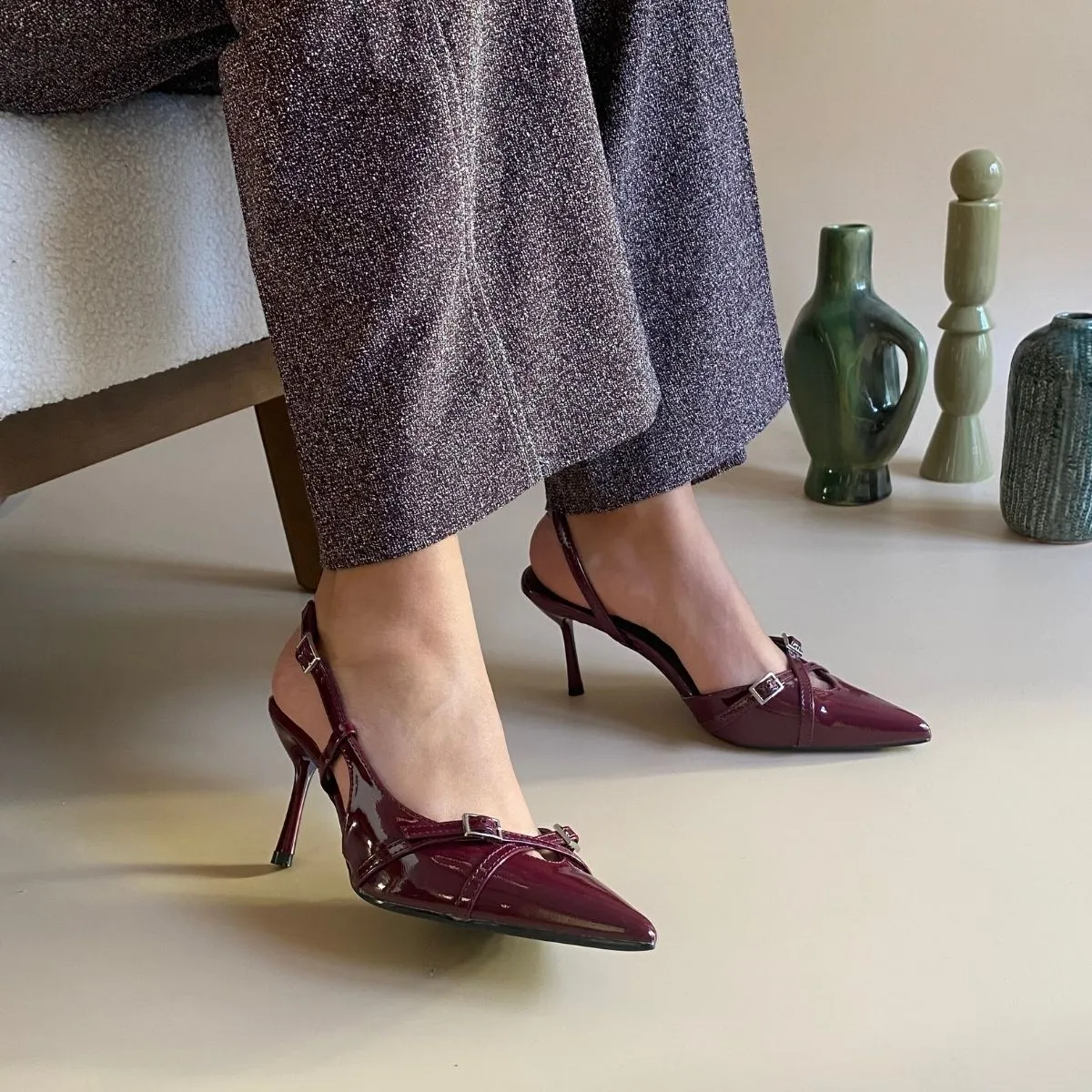 Escarpin à brides - Bordeaux