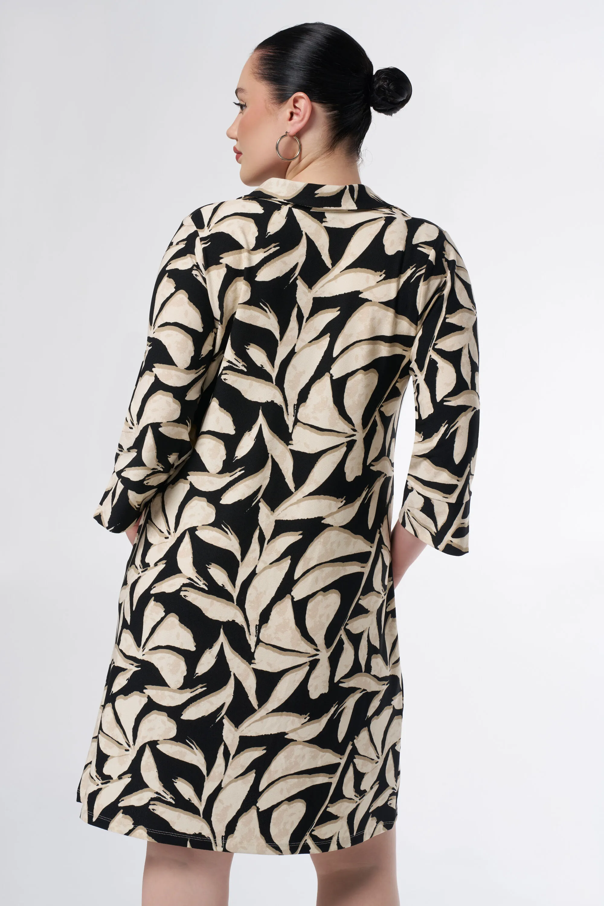 Femmes Robe avec poches et imprimé Multi noir-blanc | MS Mode