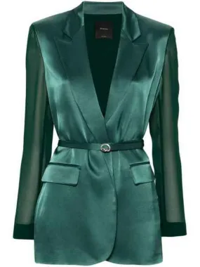 Giacche Donna Pinko - Blazer lucido con maniche trasparenti - Verde