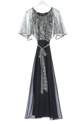 Kleemeier Hof Robe longue bleu-blanc cassé imprimé allover élégant