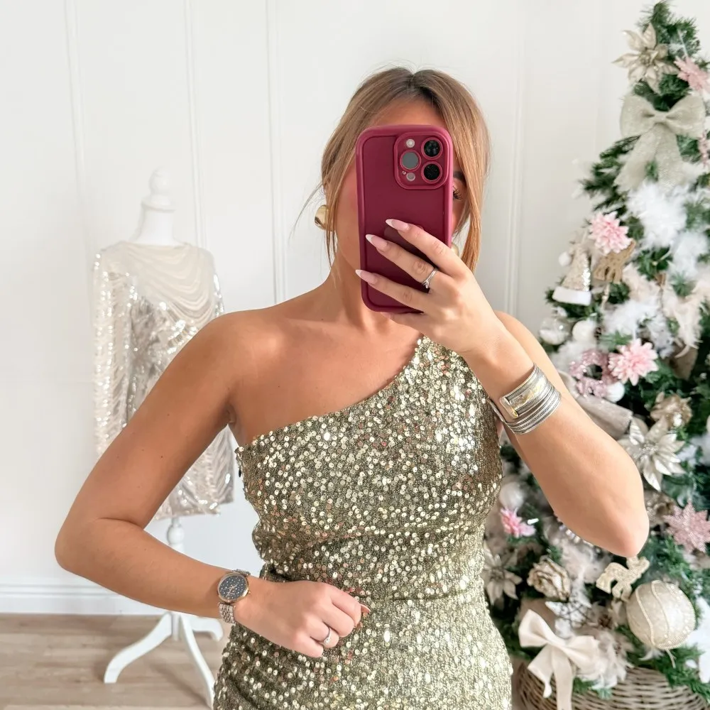LONGUE ROBE SEQUINS MONOMANCHE GOLD