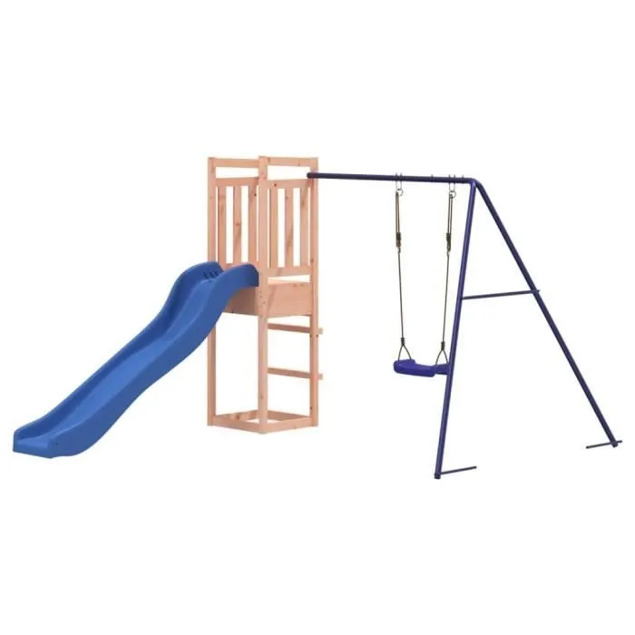 Maisonnette de jeu en bois avec toboggan et balançoire - SALALIS - SP2016 - Bois massif Douglas - Blanc