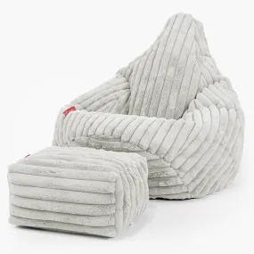 Pouf Poire Gamer - Velours Ctelé Ultra Pelucheux Vert Sauge