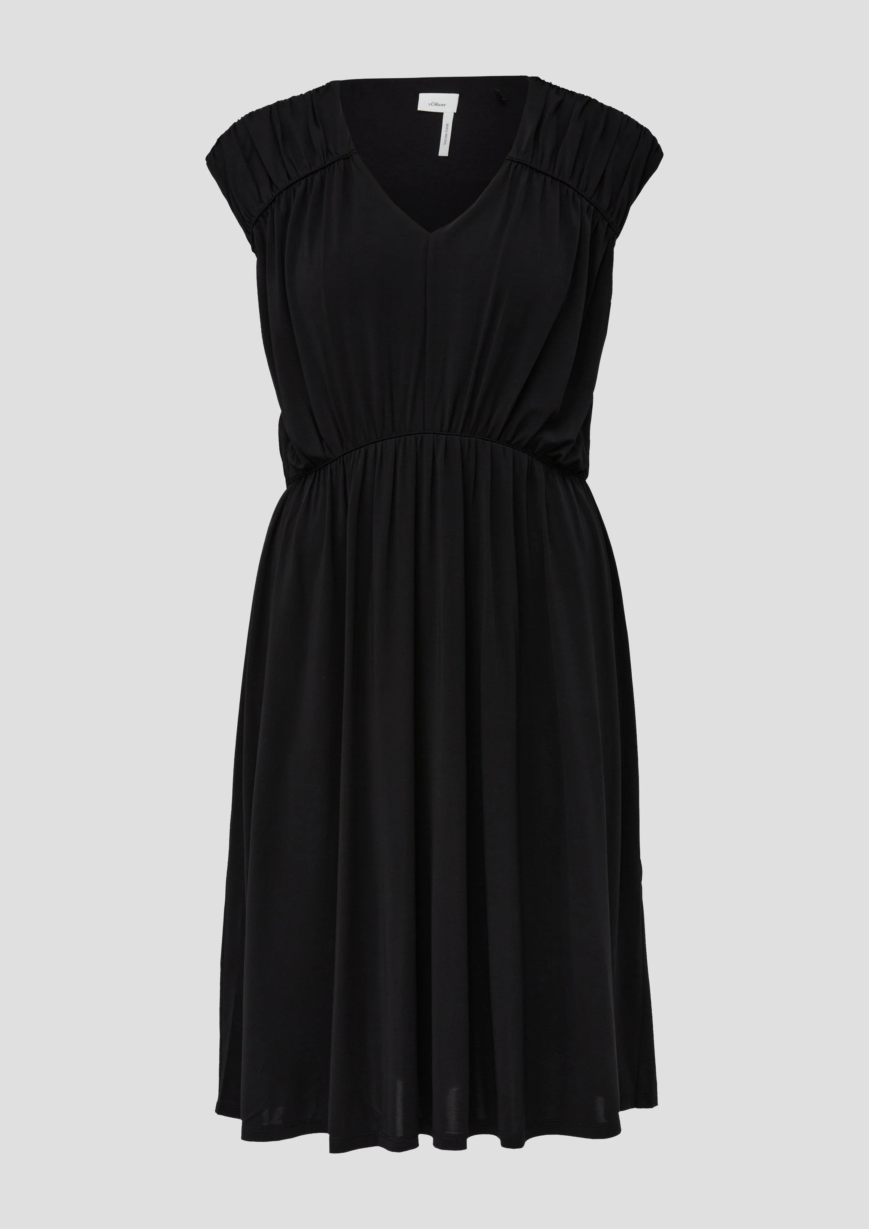 Robe en viscose mélangée à encolure en V et fronces