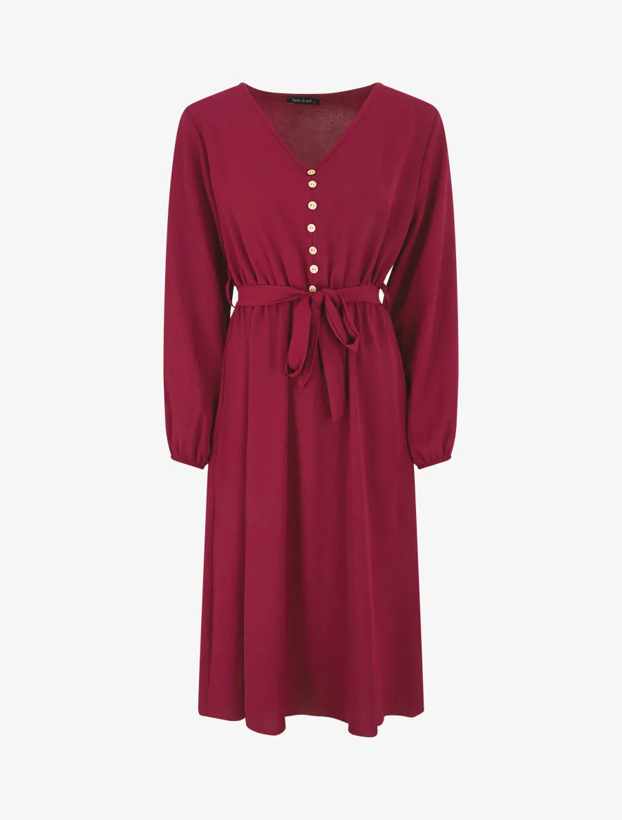 Robe longue unie - Bordeaux