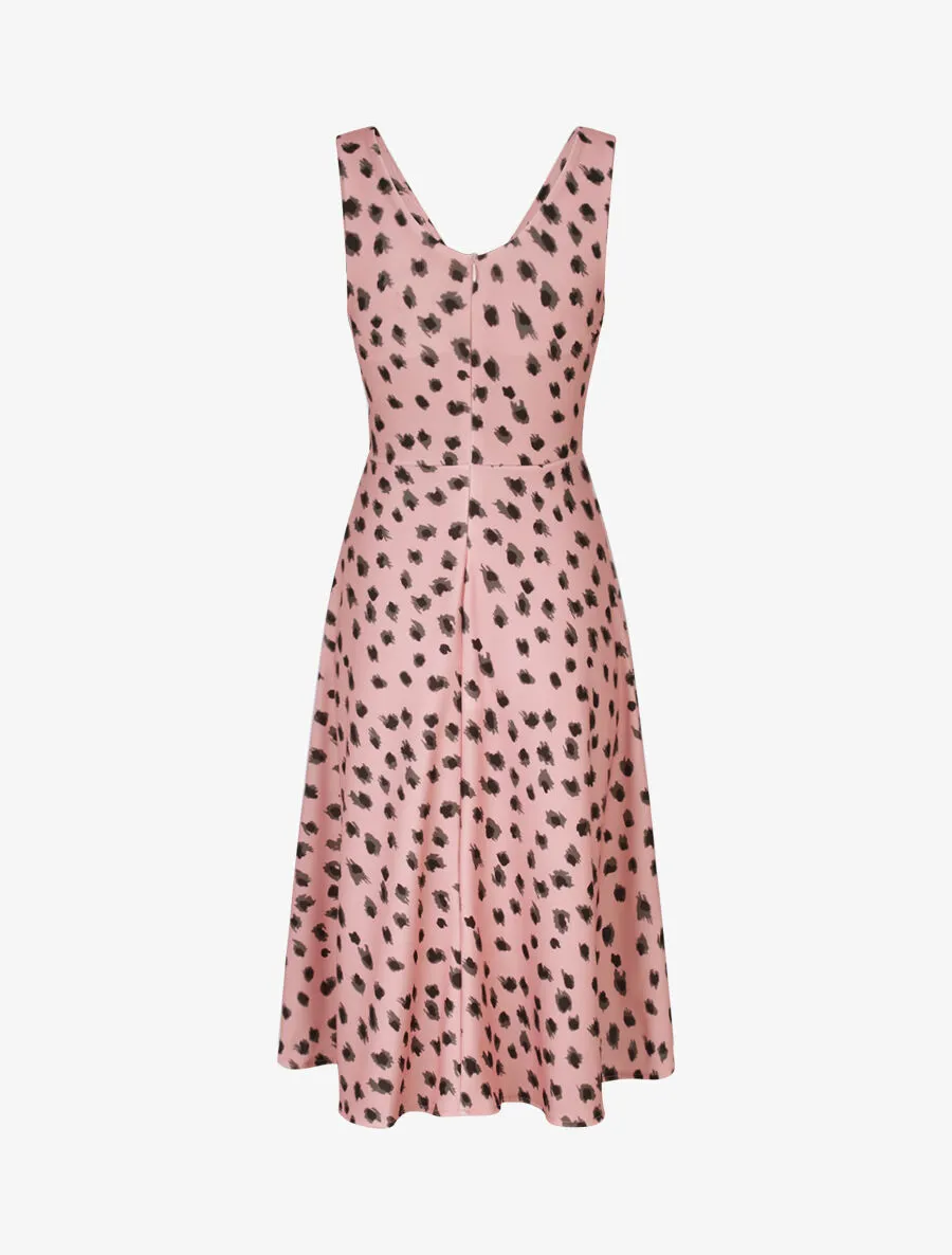 Robe midi imprimé léopard - Rose
