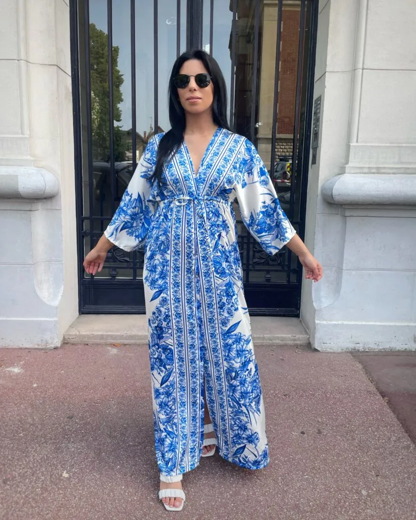 Robe Mina à motifs bleu
