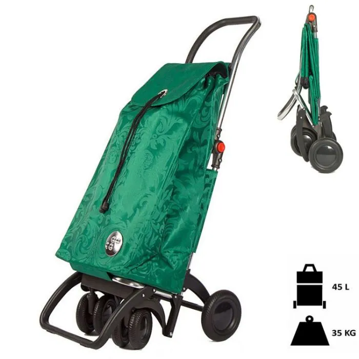 Rolser pliable à roues avant pivotantes, vert
