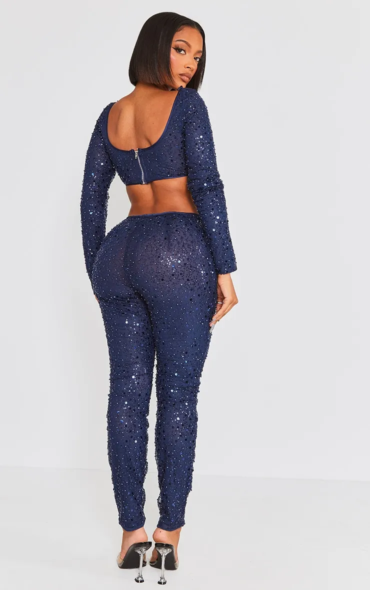 Shape Combinaison en mesh bleu à sequins détail corset