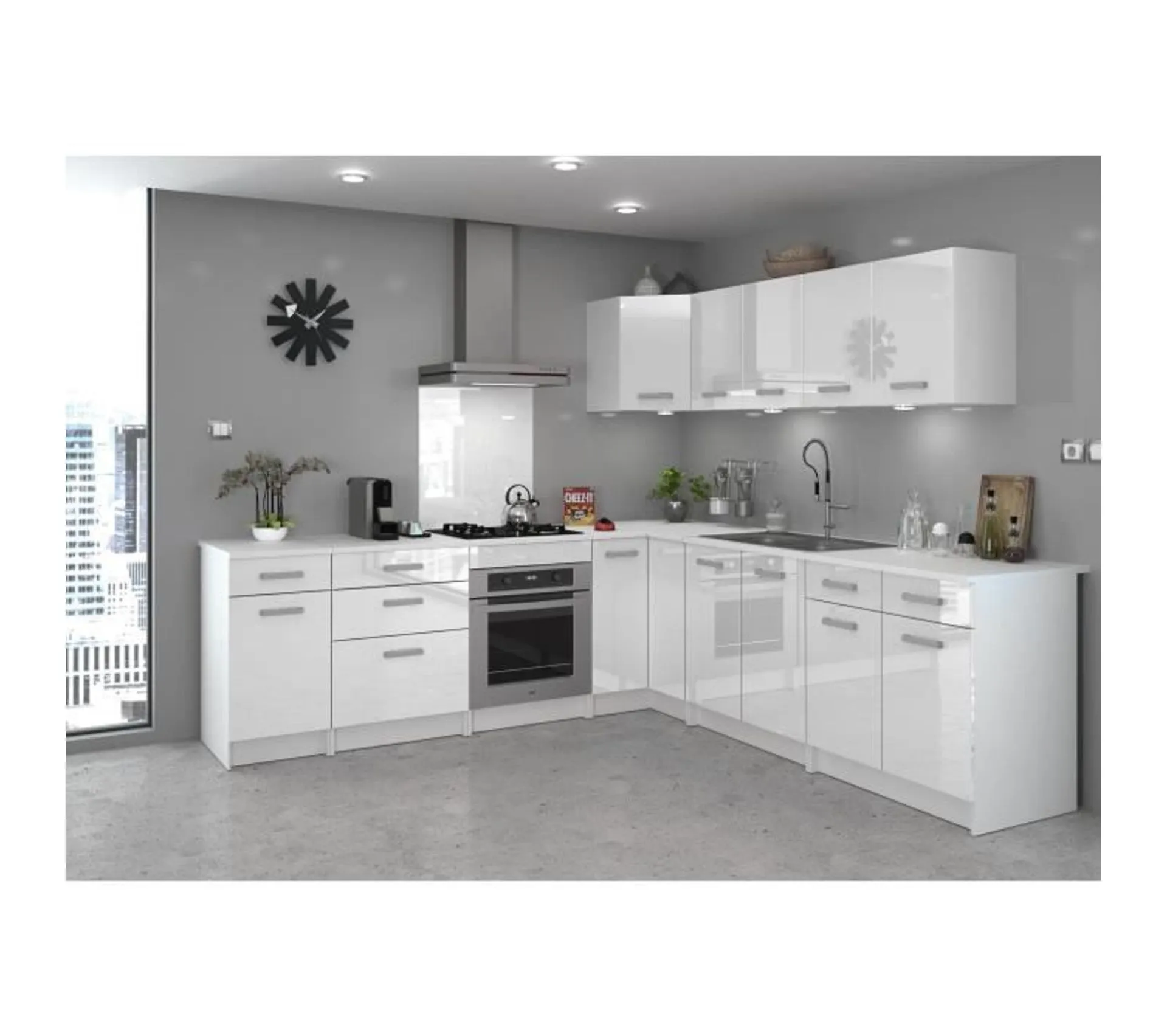Start Meuble De Cuisine Haut D'angle L 58 Cm Blanc Brillant