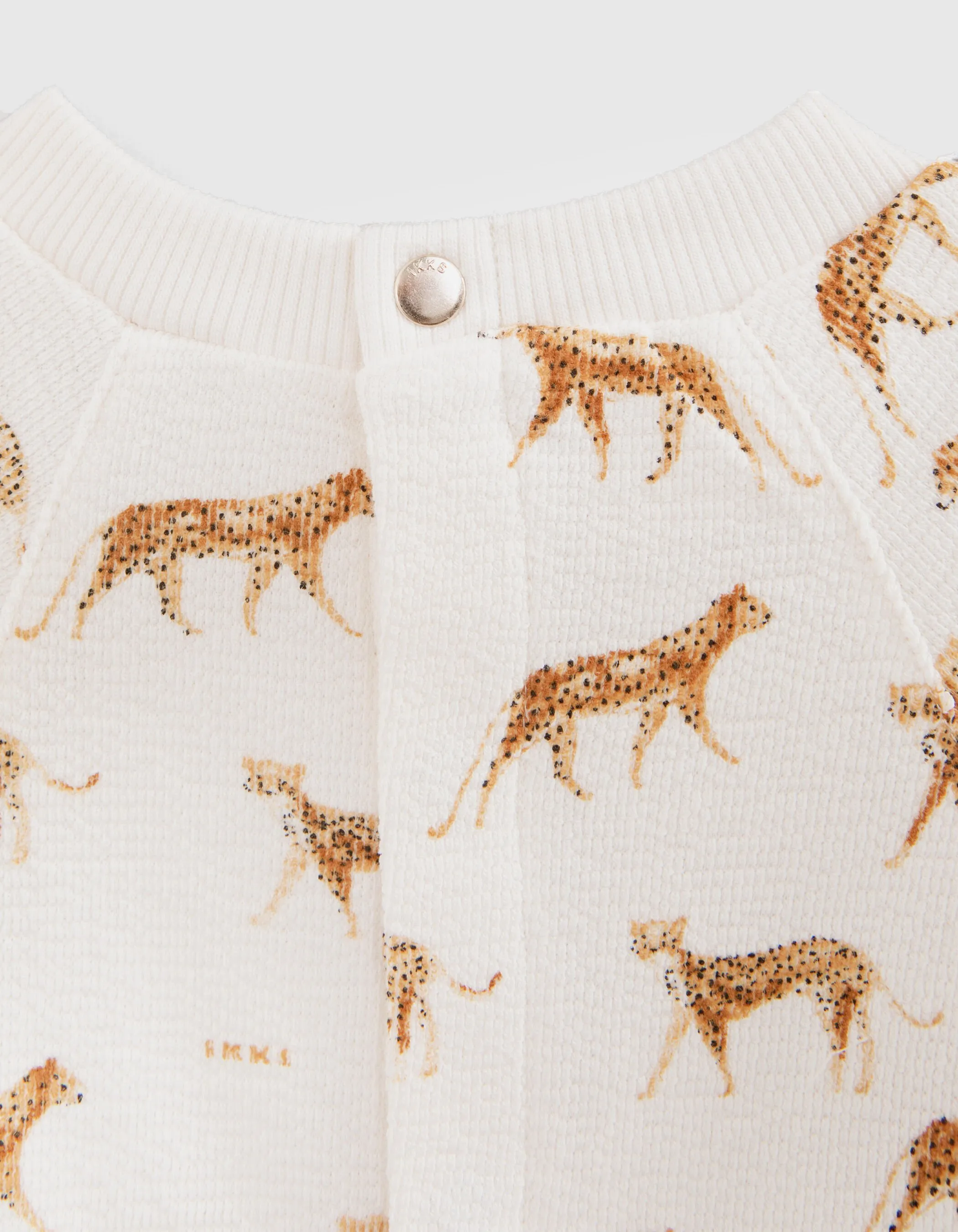 Sweat écru coton bio imprimé petites panthères bébé fille