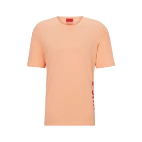 T-SHIRT ROSE SAUMON RN RELAXED FIT HUGO EN COTON BIOLOGIQUE À LOGO VERTICAL