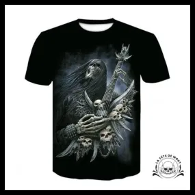 T-shirt Tête de Mort Guitariste