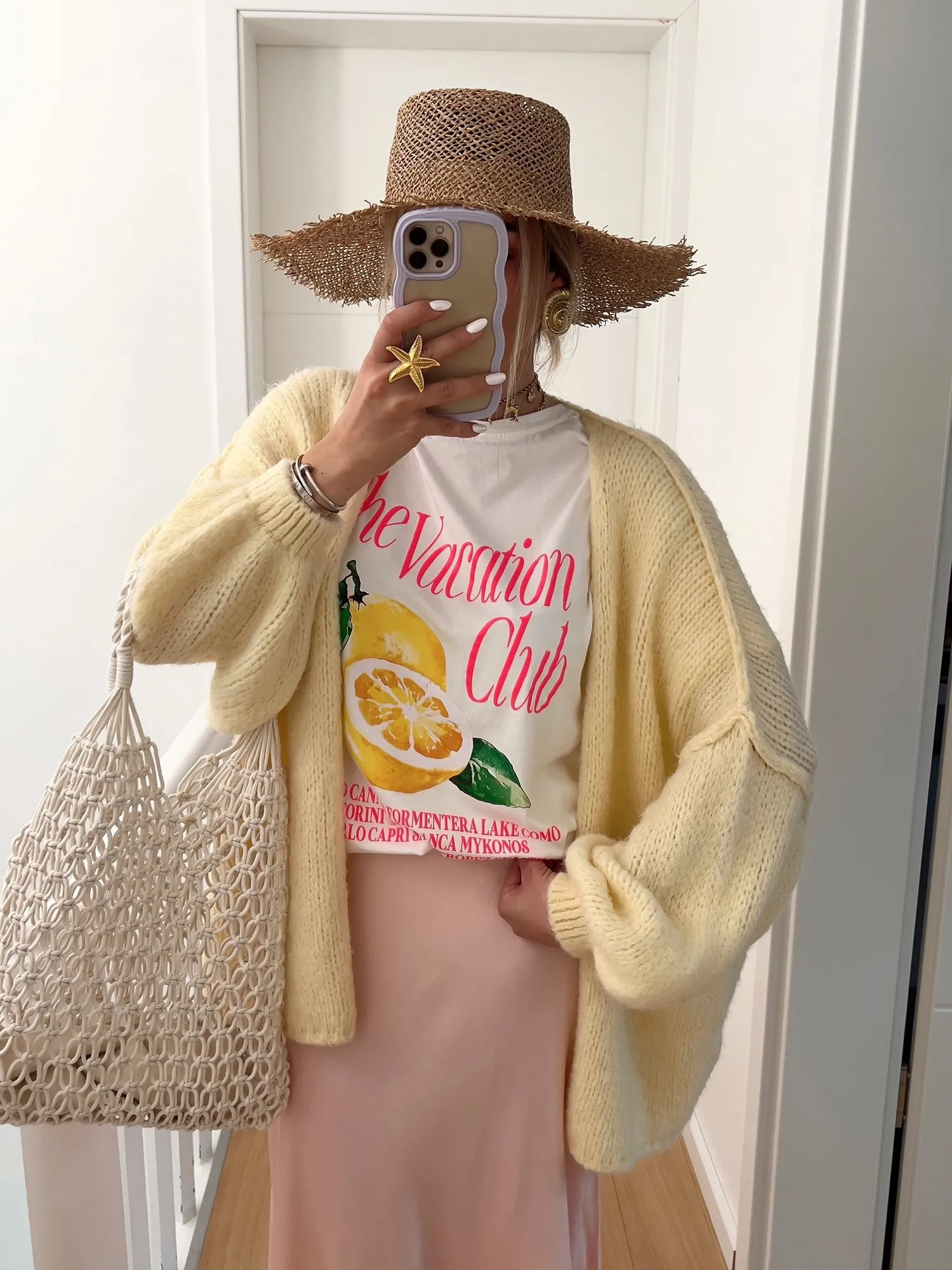 T-shirt VACATION Graphique vacation club motif citron blanc